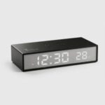 Techmade Clock Sveglia con Ricarica Wireless Smartphone 15W Nera