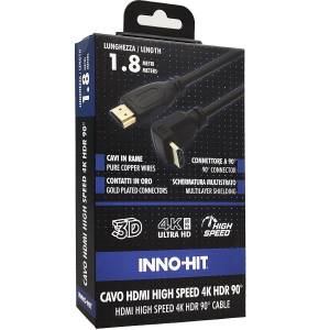 Inno-Hit Cavo HDMI High-Speed Connettore 90� 4K HDR 1.8m Nero